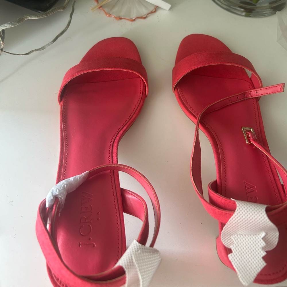 J. Crew Red Strappy Flat Sandals